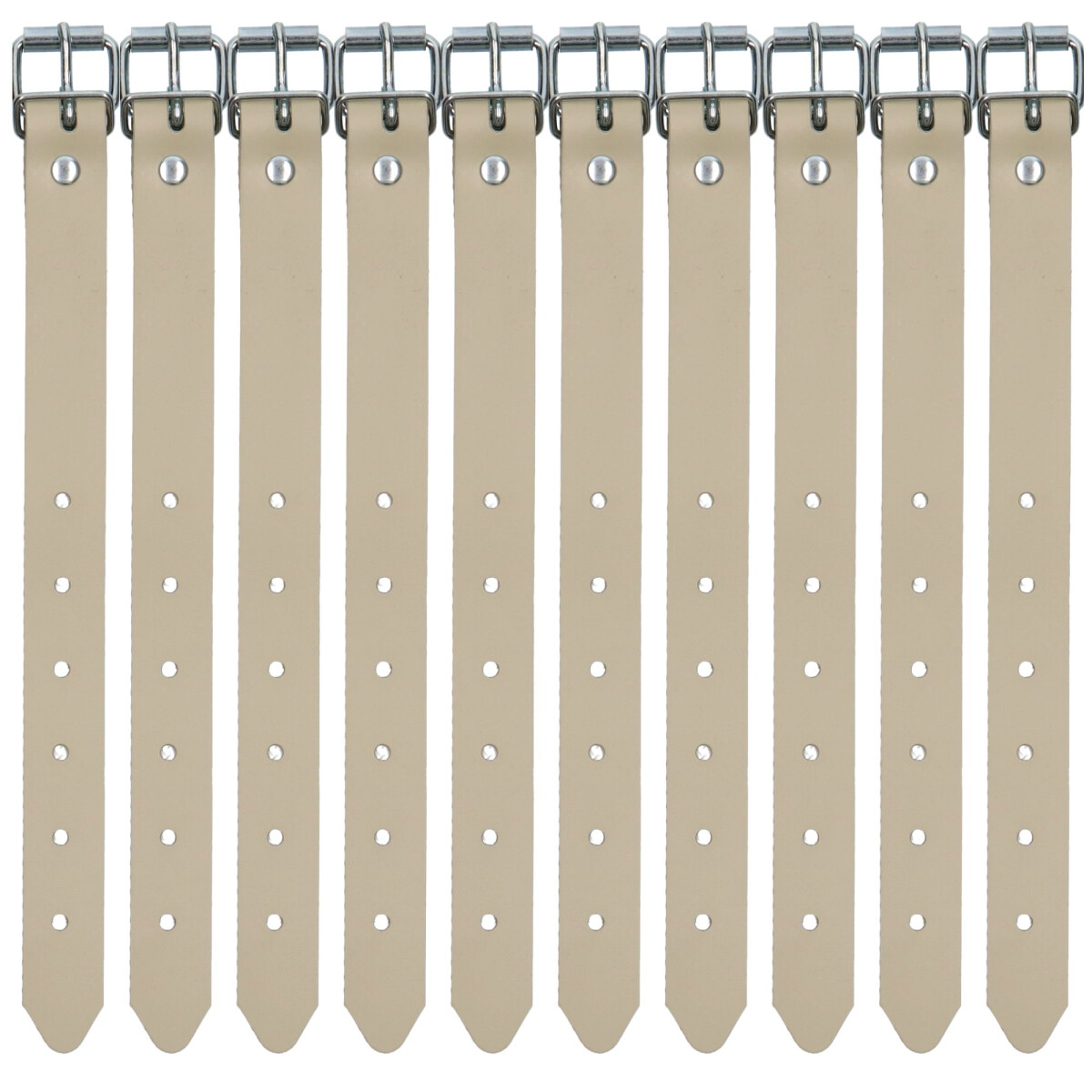 10x Schnallriemen 500mm 20mm breit Beige Kunststoff