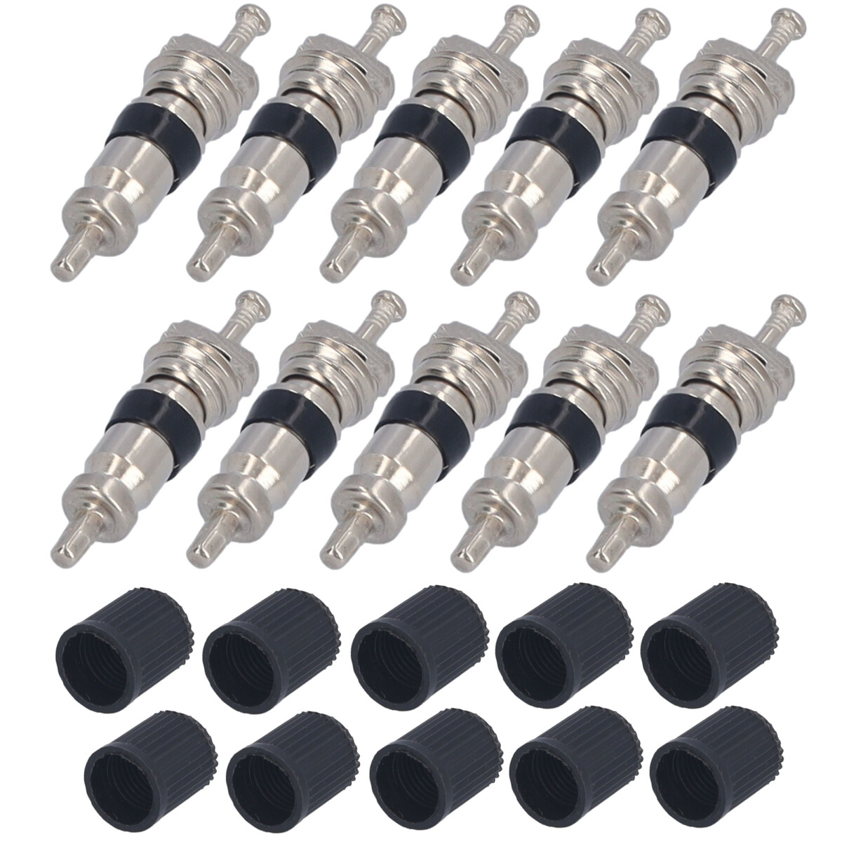 10x Ventilkappe Kunststoff + Ventileinsatz