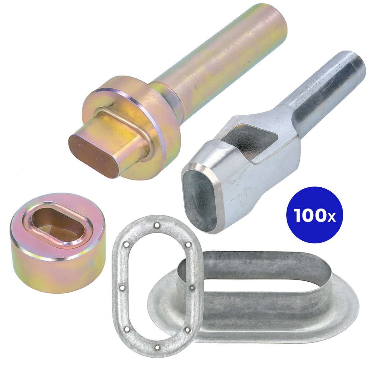 100x Planenöse Oval 42x22mm + 2x Einschlagstempel