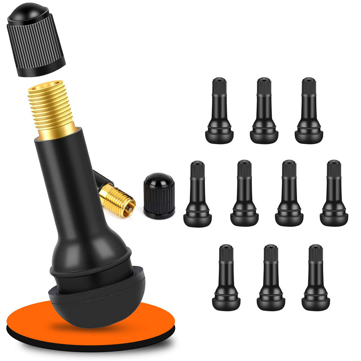 10x Reifenventil TR413 Gummi EPDM schwarz