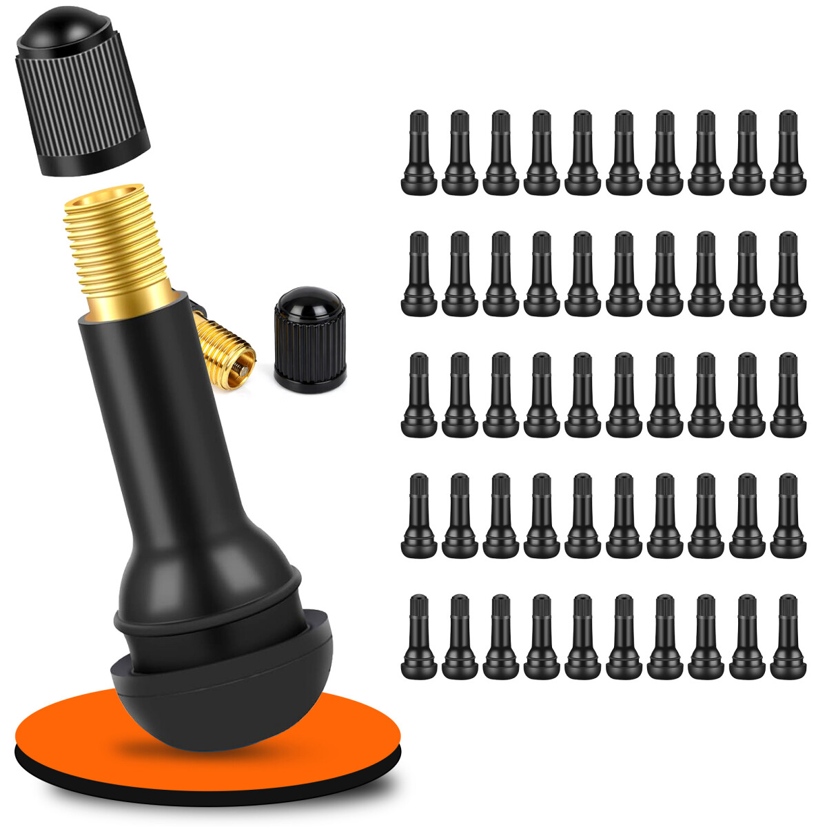 50x Reifenventil TR413 Gummi EPDM schwarz