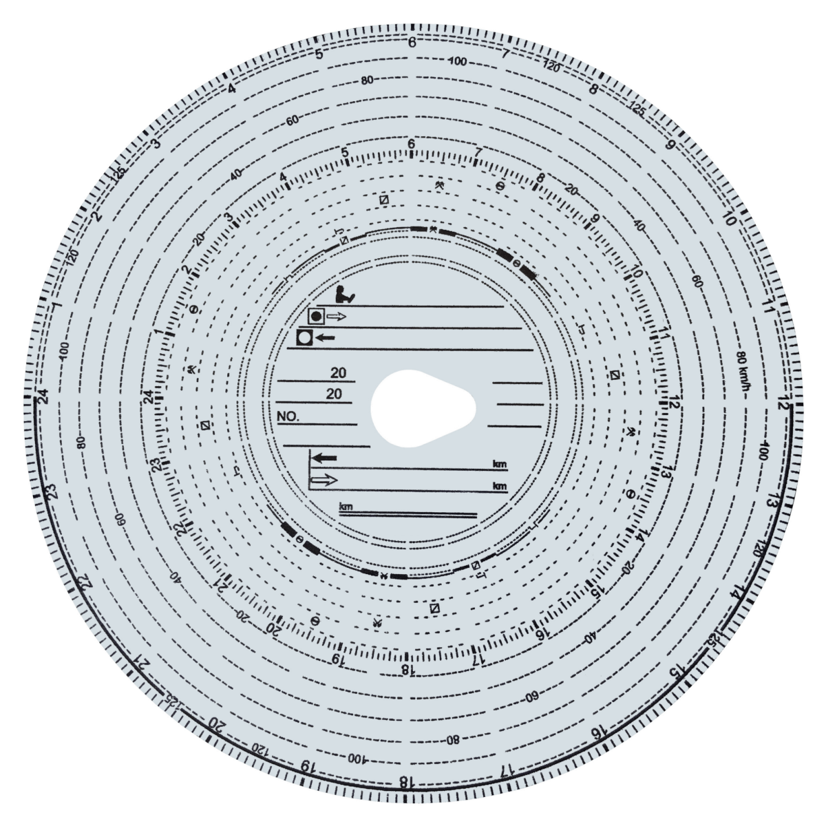1x 100x Diagrammscheibe 140KM/H