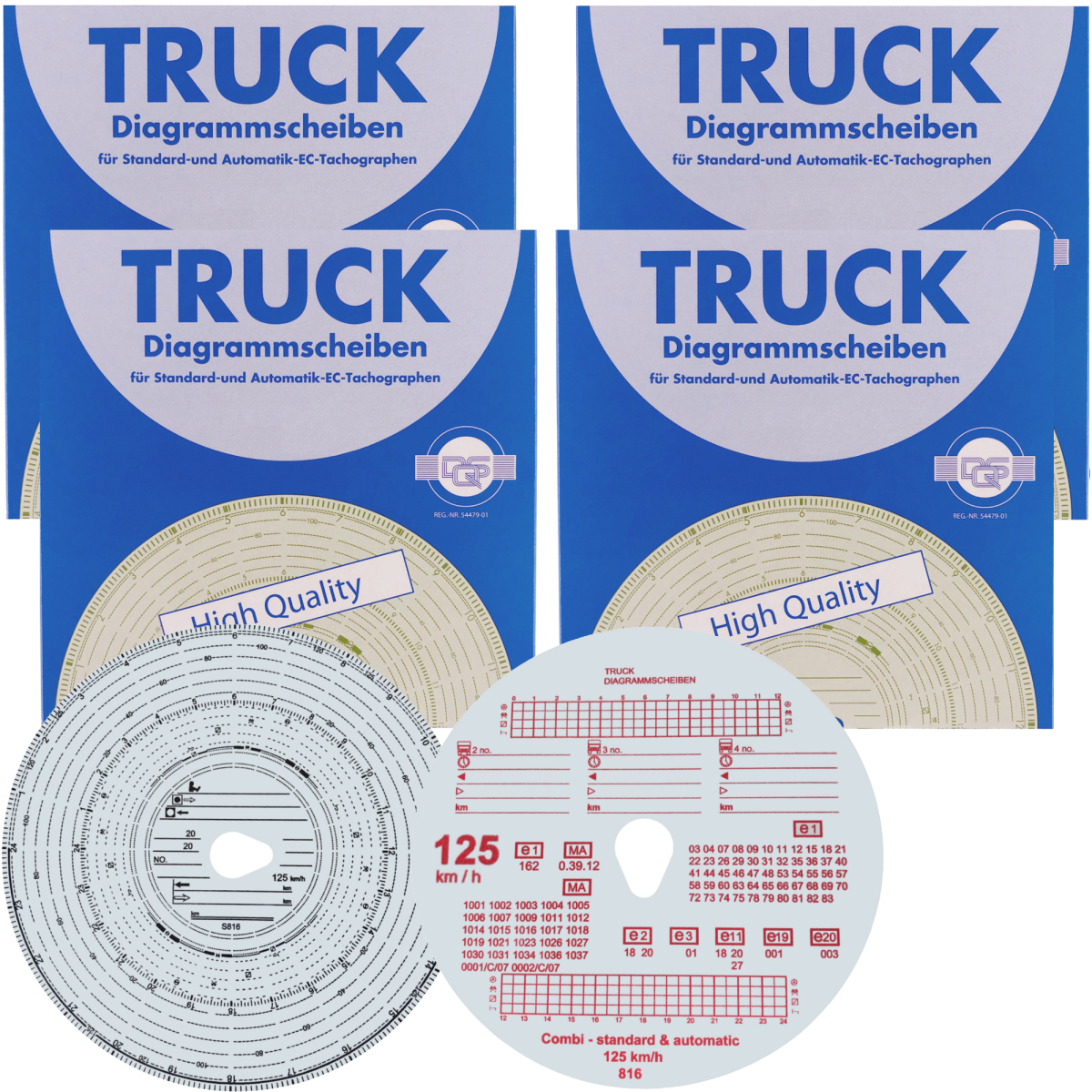 4x 100x Diagrammscheibe Tachoscheibe 125Kmh Km/h für...