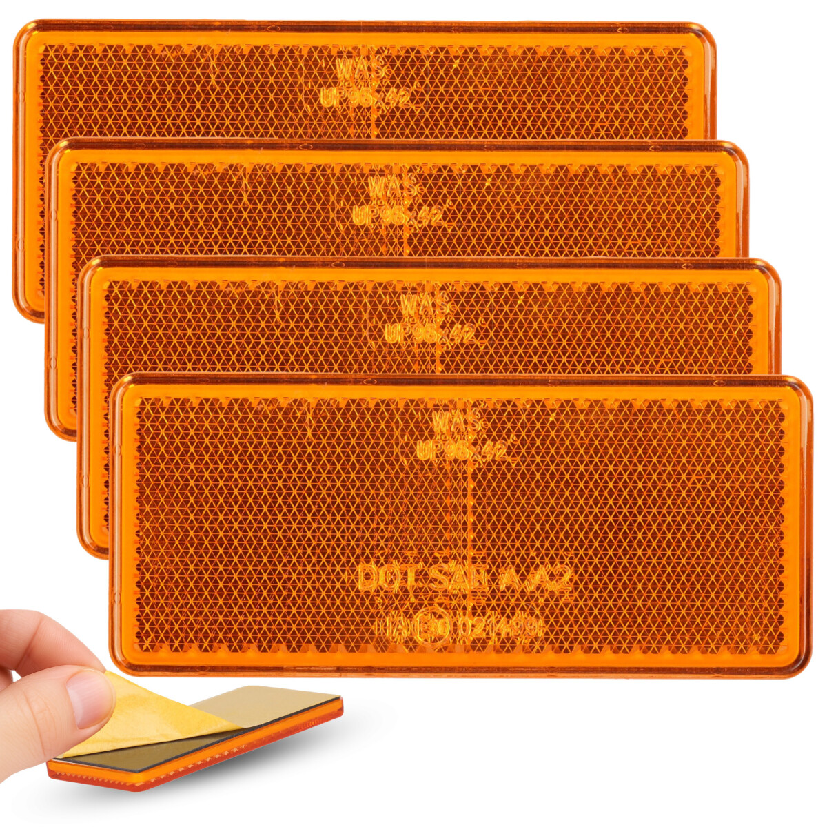 4x Rückstrahler Eckig Orange zum kleben